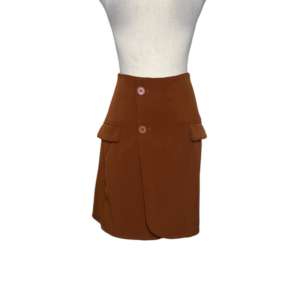 Nasty Gal brown button mini skirt size 8